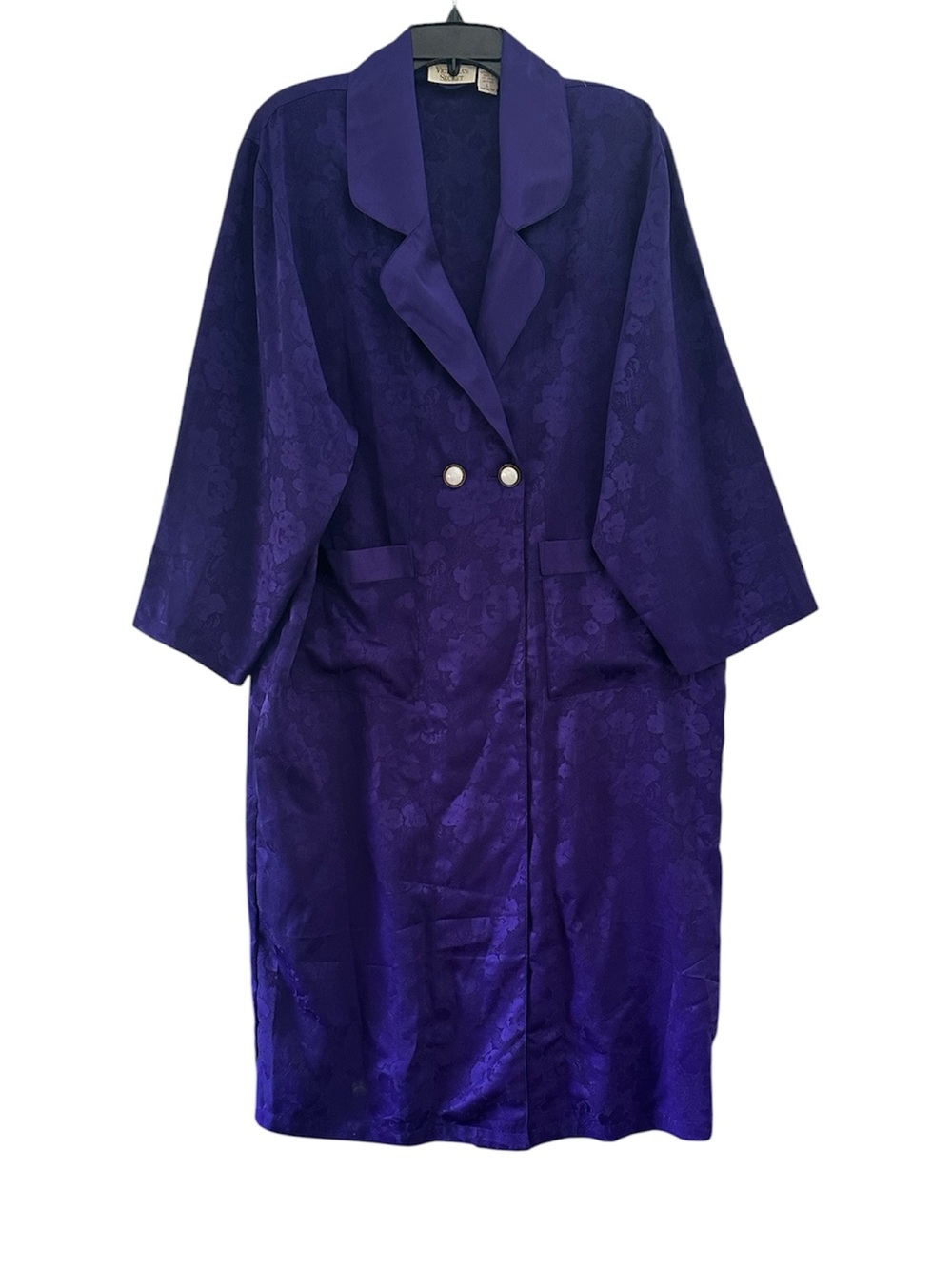 VTG Victoria's Secret Gold Label Purple Floral Jacquard Duster Robe Coat Large